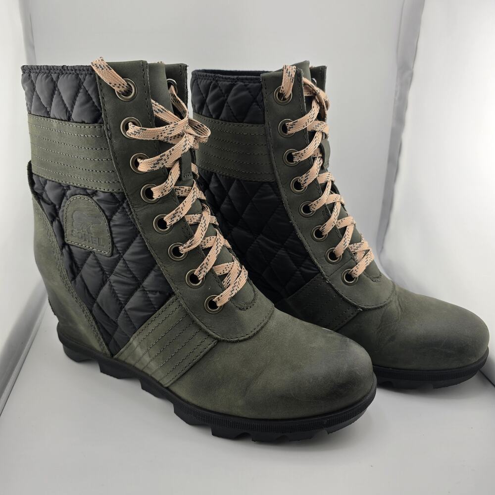 Sorel Joan Of Arctic Lexie Wedge Boot Womens 10 Quarry Olive